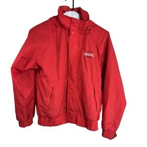 Vintage Nebraska Jacket Mens Large Hooded Waterproof Sports 90s Nylon